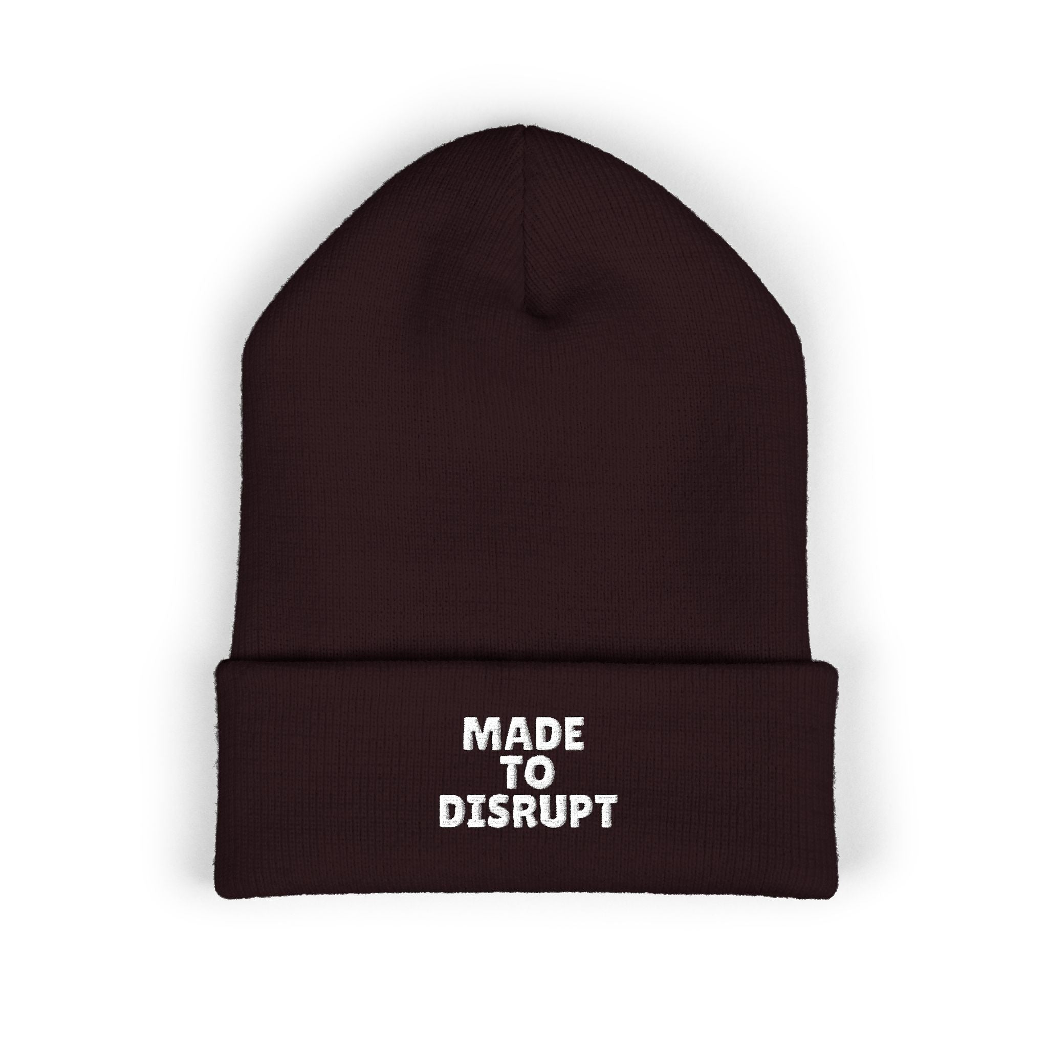 Embroidered 'Made to Disrupt' Cuffed Beanie — Bold Streetwear Winter Hat